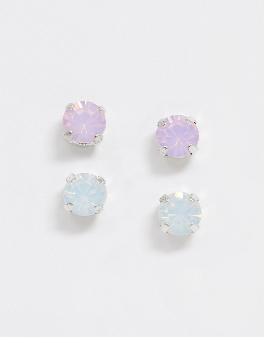 фото Набор из 2 пар серег-гвоздиков с кристаллами swarovski krystal london-мульти
