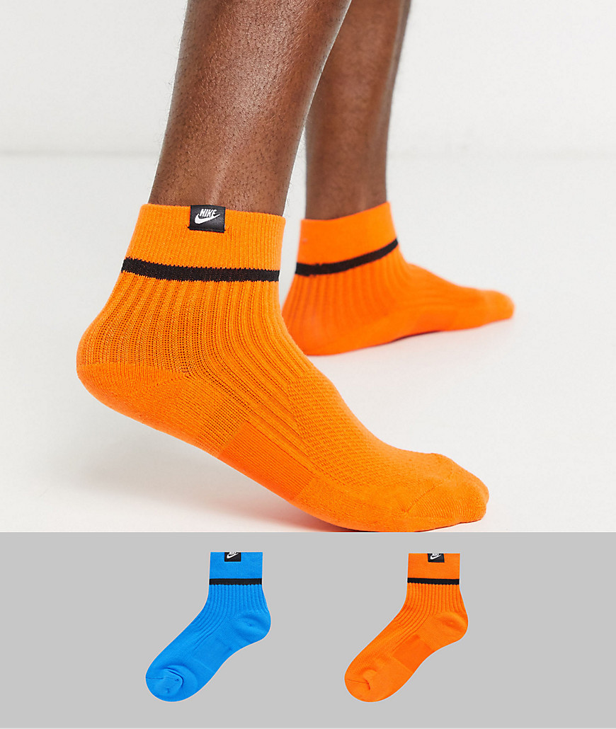 фото Набор из 2 пар спортивных неоновых носков голубого и оранжевого цвета nike-мульти