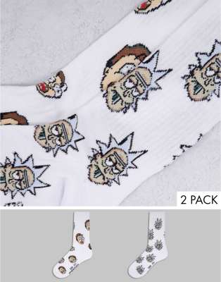 Носки и гольфы Набор из 2 пар спортивных носков с дизайном Rick and Morty ASOS DESIGN-Multi