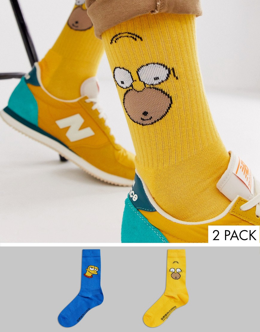 фото Набор из 2 пар спортивных носков с изображением мардж и гомера симпсонов asos design - скидка-мульти
