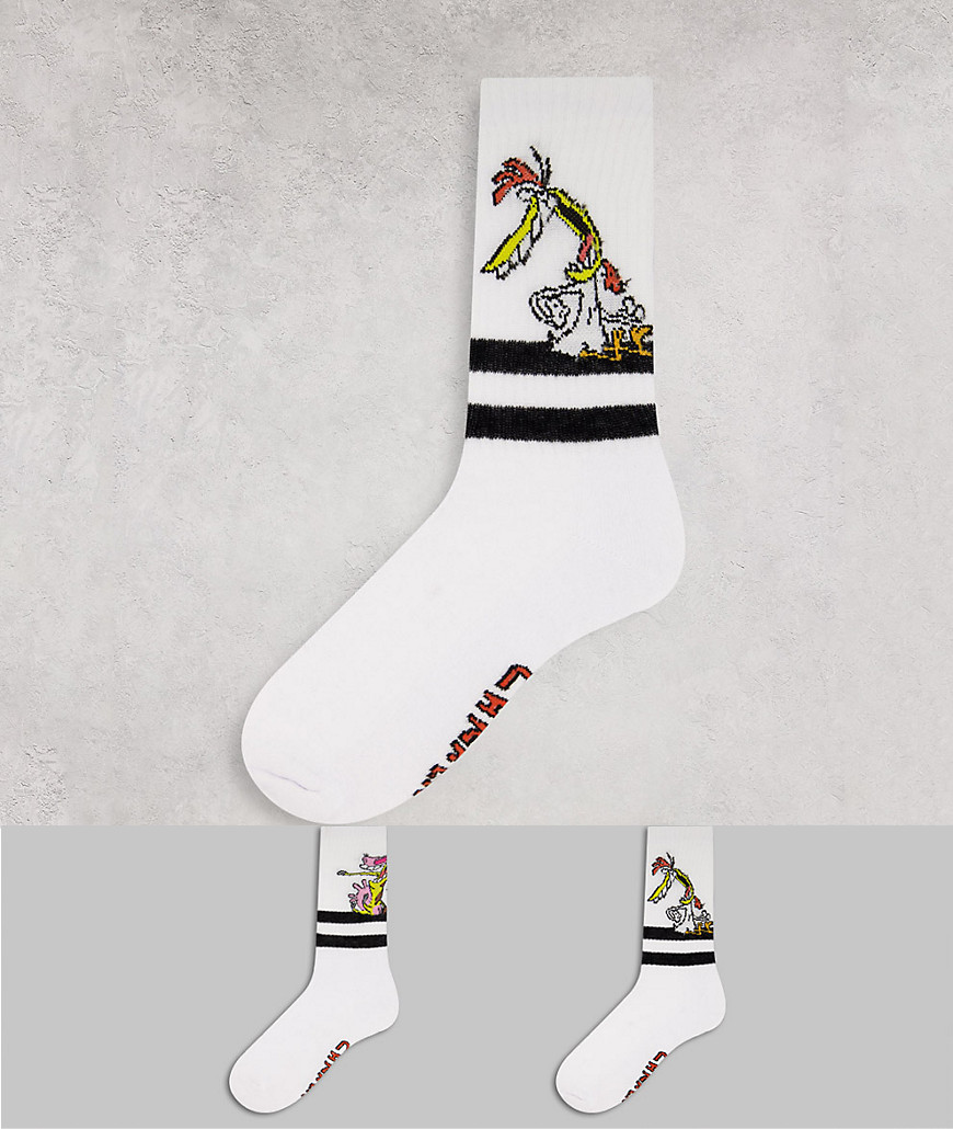 фото Набор из 2 пар спортивных носков с принтом героев мультфильма "cow and chicken" asos design-многоцветный