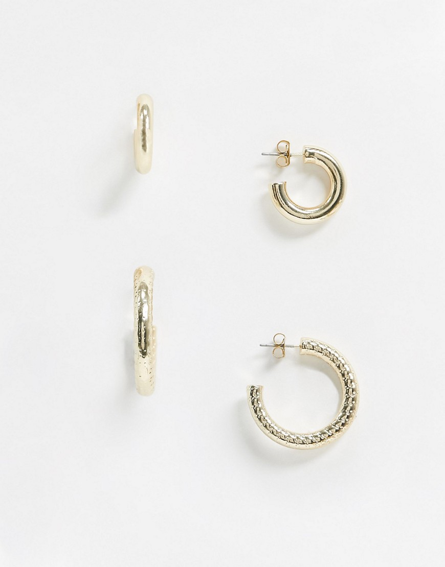фото Набор из 2 пар золотистых серег-гвоздиков vero moda-золотой