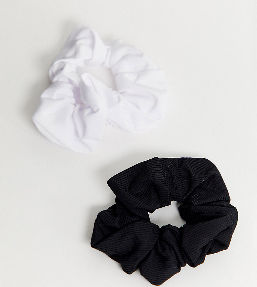 фото Набор из 2 плиссированных резинок для волос (черная / белая) asos design-мульти