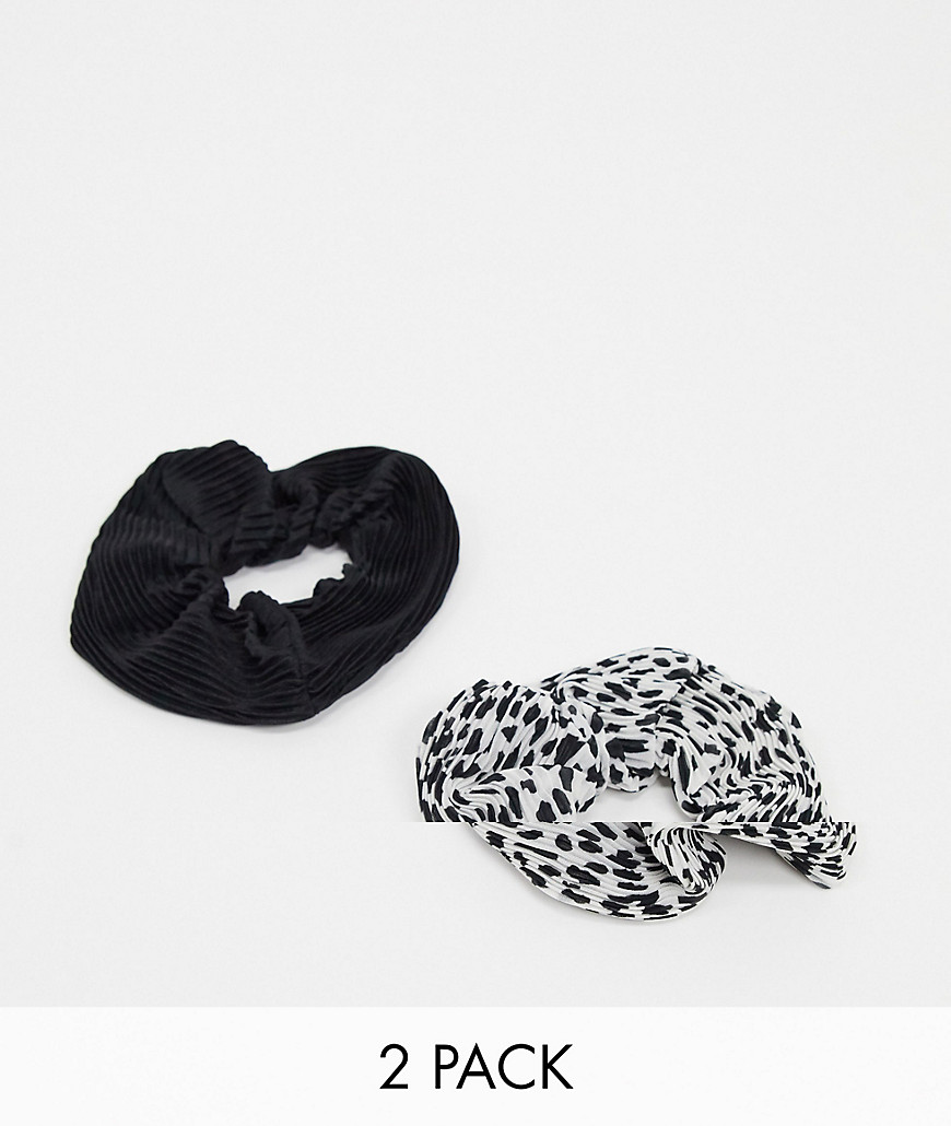 фото Набор из 2 плиссированных резинок для волос в горошек (черная/белая) asos design-черный