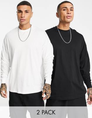 Набор из 2 разноцветных лонгсливов в стиле oversized из органического хлопка ASOS DESIGN-Разноцветный