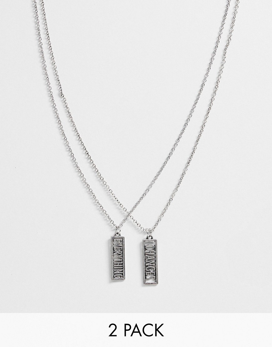 фото Набор из 2 серебристых цепочек с подвесками bershka-серебряный