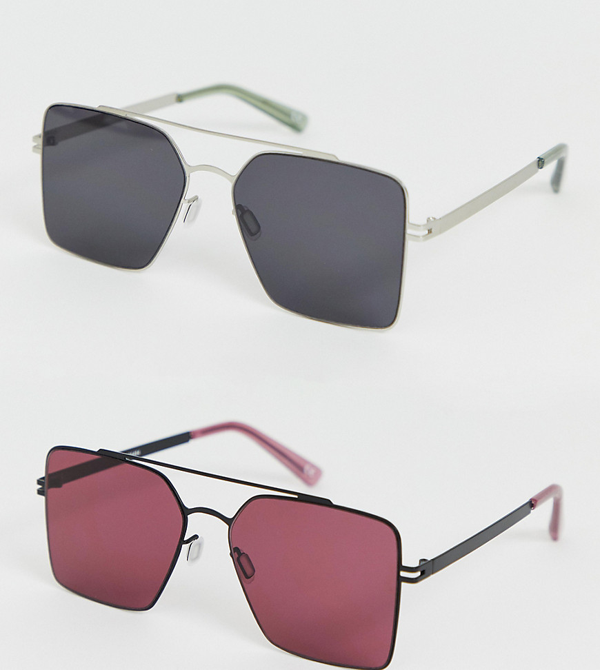 фото Набор из 2 солнцезащитных очков-авиаторов со стеклами бордового и дымчатого цвета asos design - скидка-мульти