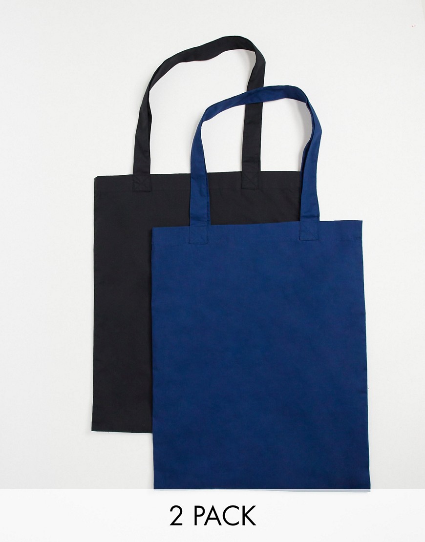 фото Набор из 2 сумок-тоут черного и темно-синего цвета asos design-многоцветный