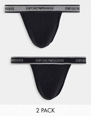 фото Набор из 2 трусов-джоков черного цвета с логотипом на поясе emporio armani bodywear-черный цвет