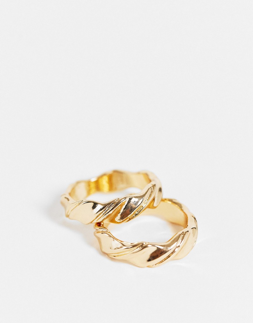 фото Набор из 2 золотистых колец с перекрученным дизайном liars & lovers-золотистый