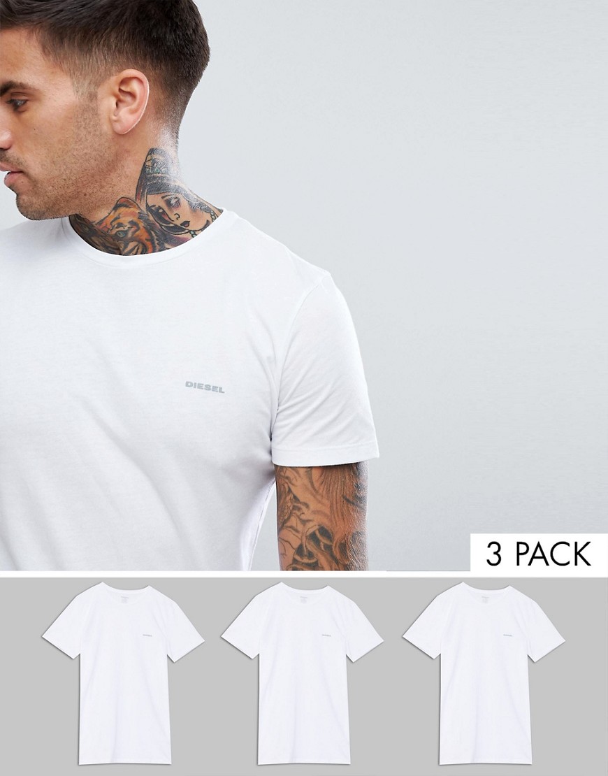 фото Набор из 3 белых футболок классического кроя для дома с логотипом diesel-белый