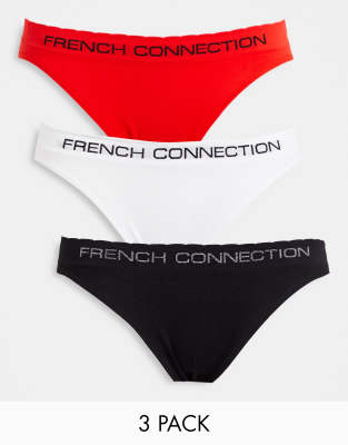 Набор из 3 бесшовных трусов черного, белого и красного цвета French Connection-Красный