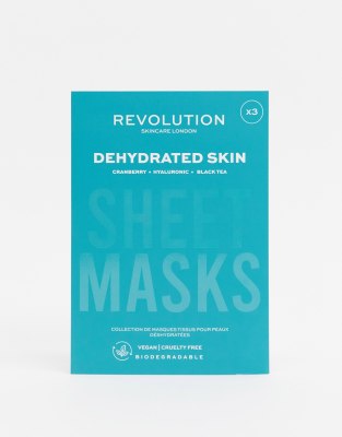 фото Набор из 3 биоразлагаемых тканевых масок для обезвоженной кожи revolution skincare-бесцветный