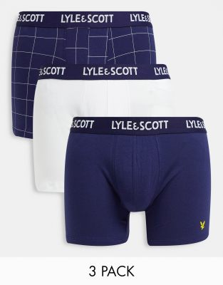 фото Набор из 3 боксеров-брифов белого, темно-синего цвета и с принтом в клетку lyle & scott-многоцветный lyle & scott bodywear