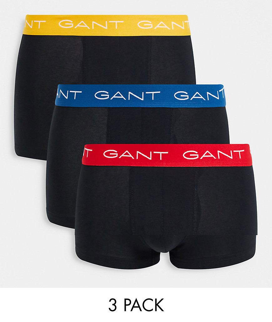 Набор из 3 боксеров-брифов черного цвета с контрастным поясом красного, синего и желтого цвета с логотипом -Черный цвет Gant 105913867