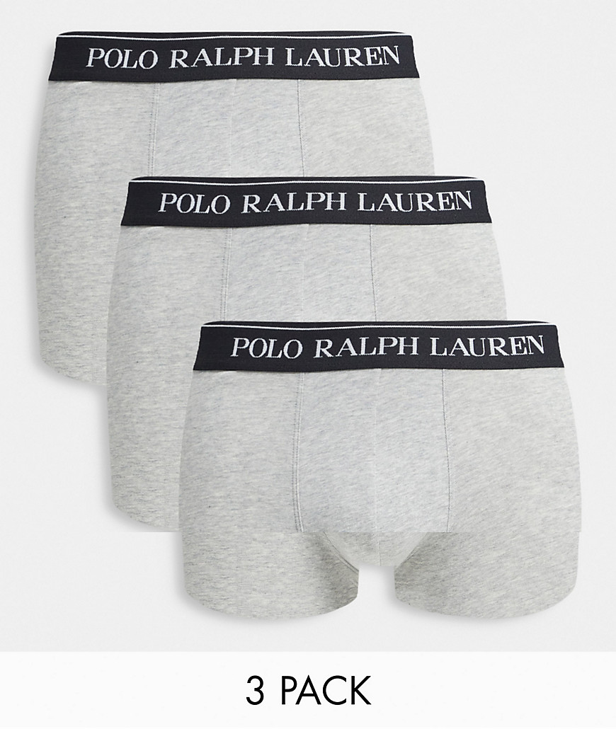 фото Набор из 3 боксеров-брифов серого цвета с контрастным фирменным поясом polo ralph lauren-серый