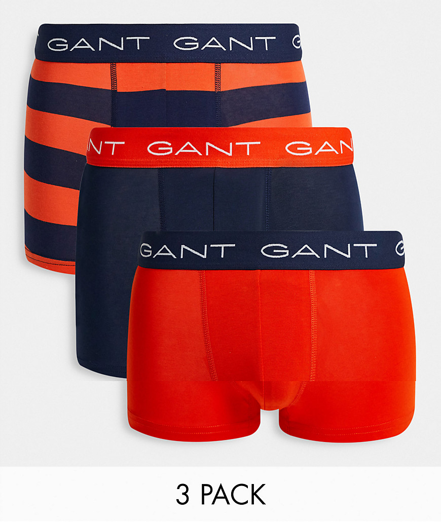 Набор из 3 боксеров-брифов темно-синего / оранжевого цветов в полоску с контрастным поясом с логотипом -Разноцветный Gant 105681648