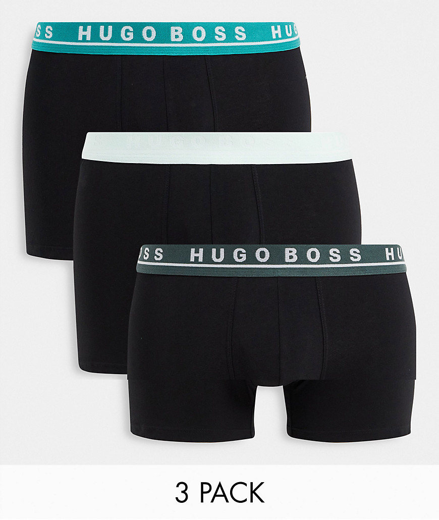 фото Набор из 3 черных боксеров-брифов с контрастным поясом boss-черный цвет boss bodywear