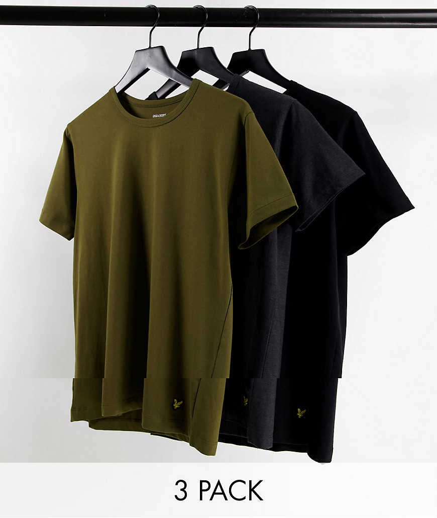 фото Набор из 3 футболок черного, серого и зеленого цветов lyle & scott bodywear maxwell-разноцветный