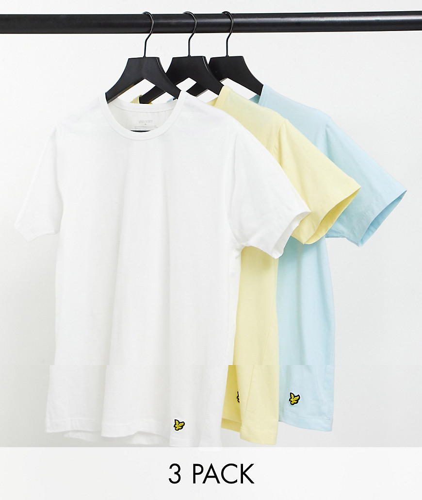 фото Набор из 3 футболок с круглым вырезом белого, желтого и голубого цвета lyle & scott bodywear-многоцветный