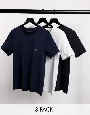 Однотонные футболки  Asos Набор из 3 футболок темно-синего, белого и черного цвета BOSS Bodywear-Многоцветный