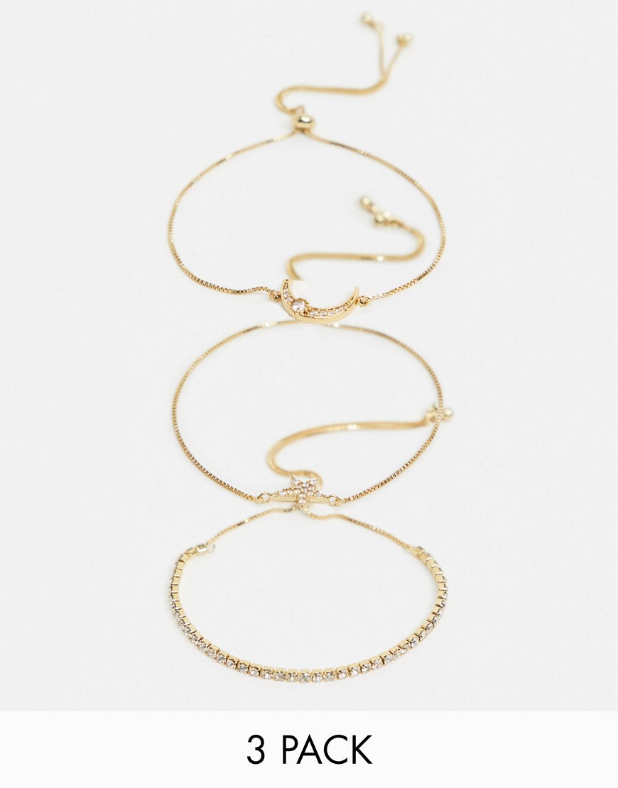 фото Набор из 3 изящных золотистых браслетов aldo-золотой