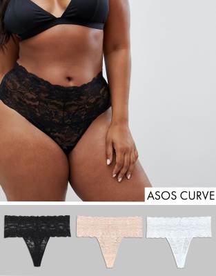 фото Набор из 3 кружевных стрингов asos design curve-мульти asos curve