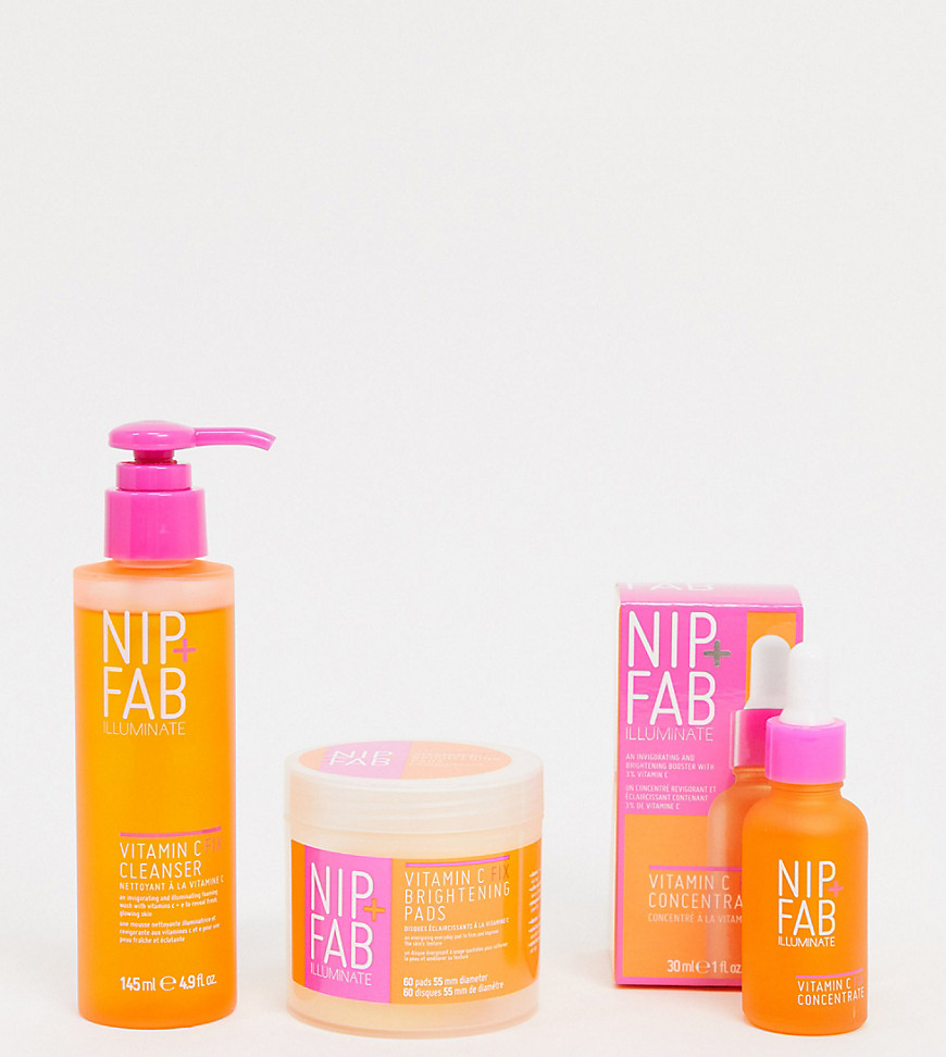 фото Набор из 3 осветляющих средств по уходу за кожей с витамином с nip+fab (скидка -40%)-бесцветный