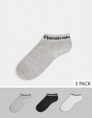 Носки и гольфы Набор из 3 пар белых, черных и серых носков до щиколотки Reebok Training-Многоцветный