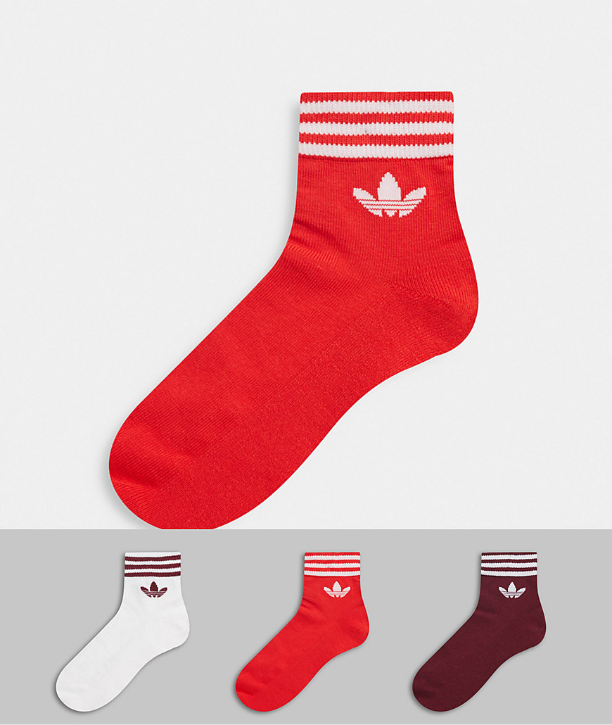 фото Набор из 3 пар белых/красных носков до щиколотки adidas originals-белый
