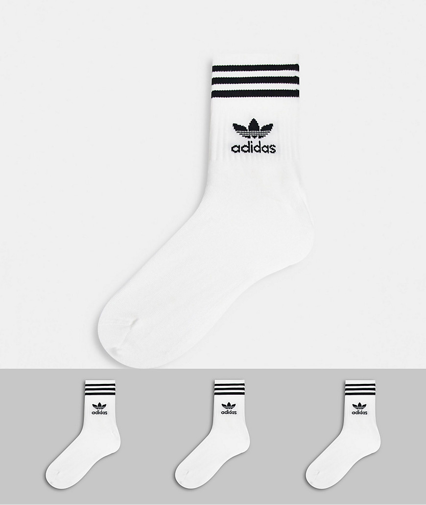 фото Набор из 3 пар белых носков до щиколотки adidas originals-белый