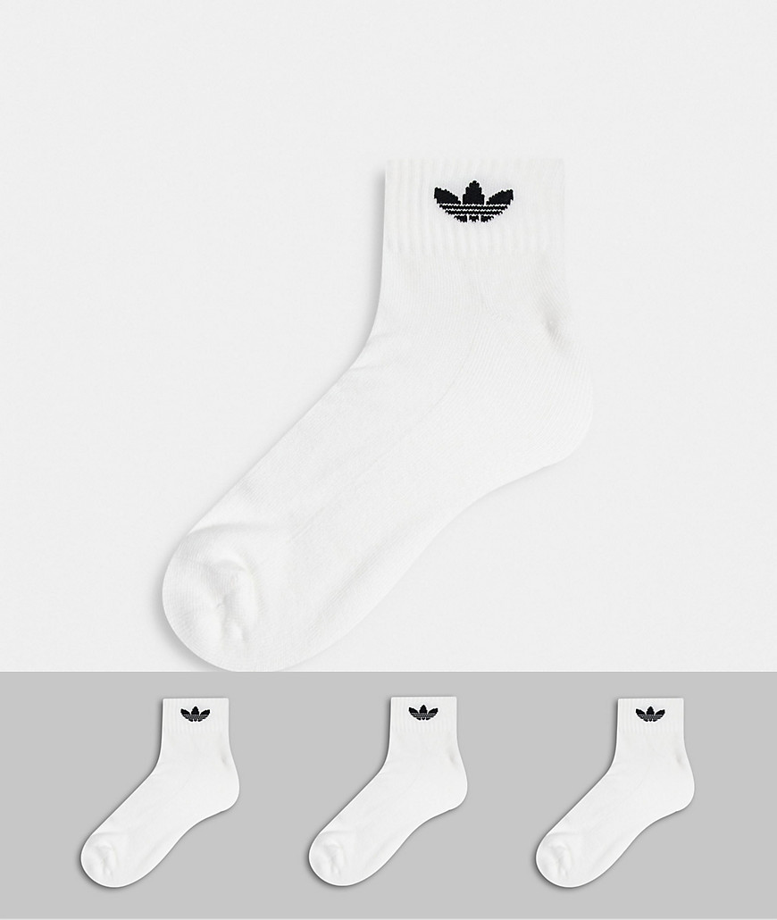 фото Набор из 3 пар белых носков до щиколотки с трилистником adidas originals-белый
