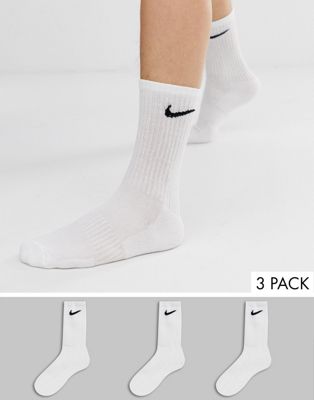 Nike Lightweight White Crew 3 Pack Socks - White -