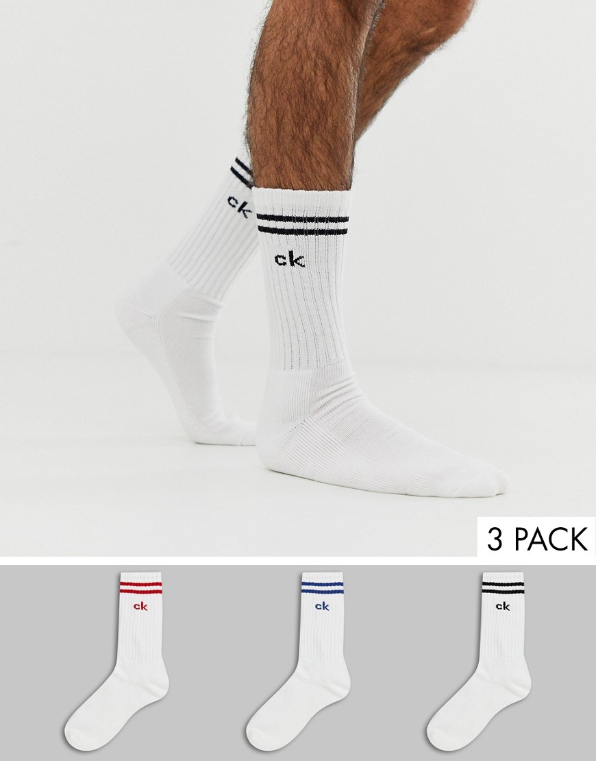 фото Набор из 3 пар белых носков с логотипом calvin klein-белый