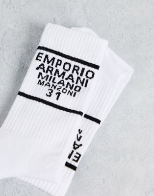 фото Набор из 3 пар белых носков с логотипом и надписью emporio armani bodywear-белый