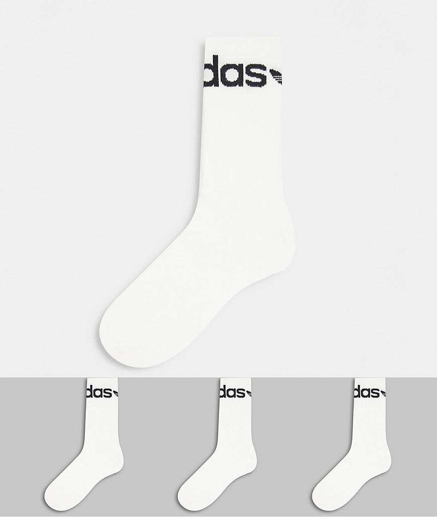 фото Набор из 3 пар белых носков с отворотами adidas originals adicolor-белый