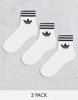 Набор из 3 пар белых носков с трилистником adidas Originals-Белый