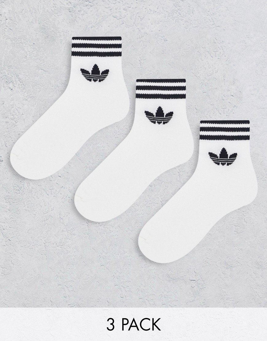 фото Набор из 3 пар белых носков с трилистником adidas originals-белый