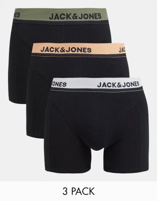 фото Набор из 3 пар боксеров-брифов с цветным поясом jack & jones-черный