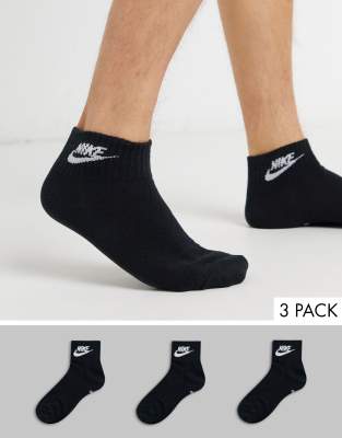 Нижнее белье и носки Набор из 3 пар черных носков до щиколотки Nike-Черный