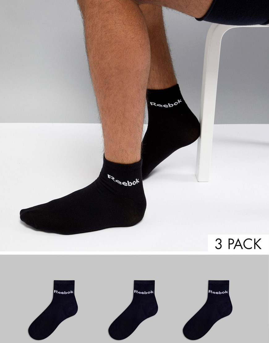 фото Набор из 3 пар черных носков reebok training ab5274-черный