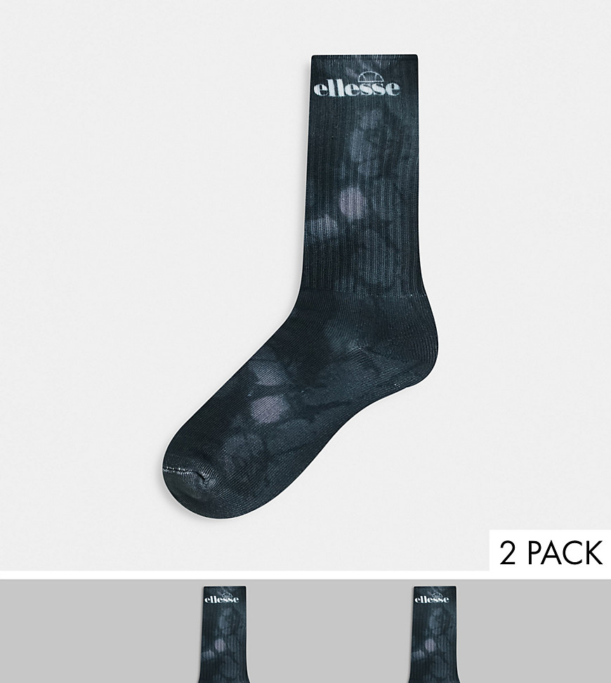фото Набор из 3 пар черных носков с принтом тай-дай ellesse - эксклюзивно для asos-черный цвет