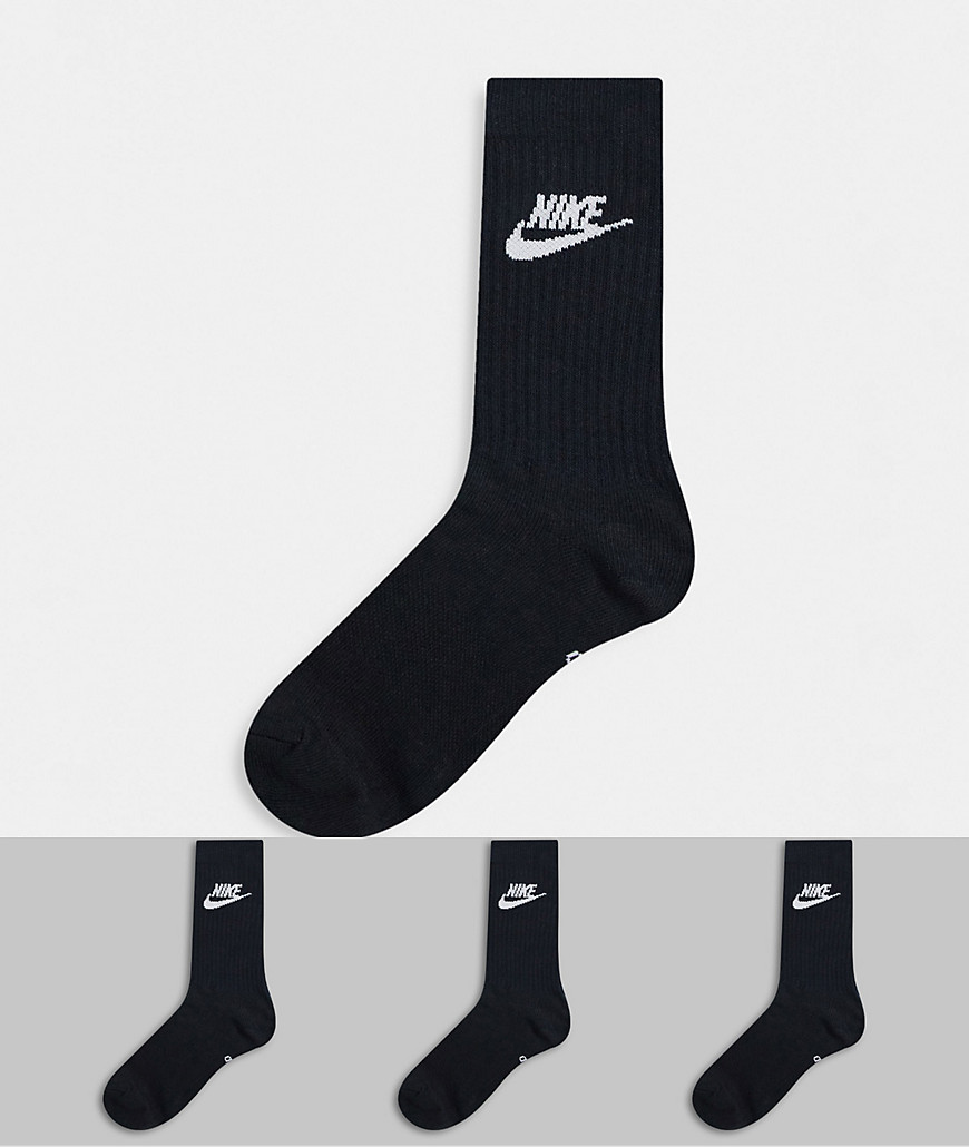 фото Набор из 3 пар черных носков средней длины с логотипом nike futura-черный цвет