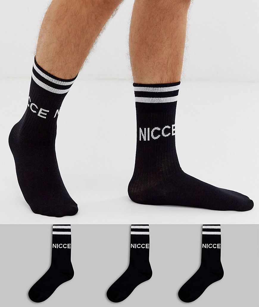 фото Набор из 3 пар черных спортивных носков nicce-черный