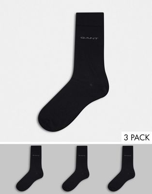 фото Набор из 3 пар хлопковых носков черного цвета с маленьким логотипом gant-черный цвет