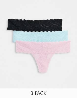 Комплекты женского белья  Asos Набор из 3 пар кружевных трусов разных цветов Gilly Hicks-Многоцветный