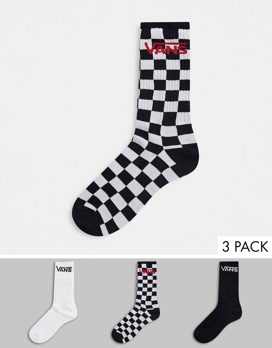 фото Набор из 3 пар носков белого и черного цвета в шахматную клетку vans classic-черный цвет
