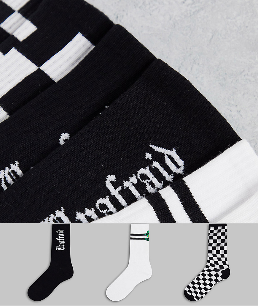фото Набор из 3 пар носков черного и белого цвета bershka-разноцветный