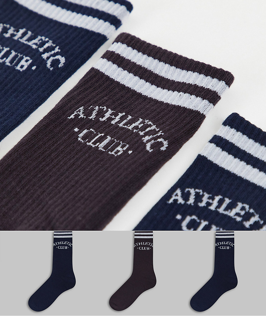 фото Набор из 3 пар носков темно-синего и черного цветов с логотипом jack & jones originals-разноцветный
