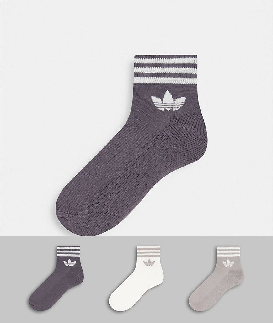 фото Набор из 3 пар разноцветных носков до щиколотки с логотипом-трилистником adidas originals-многоцветный